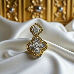 Gold Tone Clover Pendant Adorned With Clear Crystals Jewelry For Women